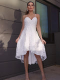 Homecoming Dresses A Line Spaghetti Straps Lace Asymmetrical