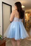 Homecoming Dresses A Line Spaghetti Straps Tulle With Beads And Applique Rjerdress