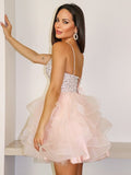 Homecoming Dresses A Line V Neck Tulle With Beading Short/Mini Rjerdress