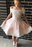 Homecoming Dresses Boat Neck Tulle With Applique Short/Mini A Line Rjerdress