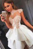 Homecoming Dresses High Neck Satin With Applique Short/Mini A Line Rjerdress