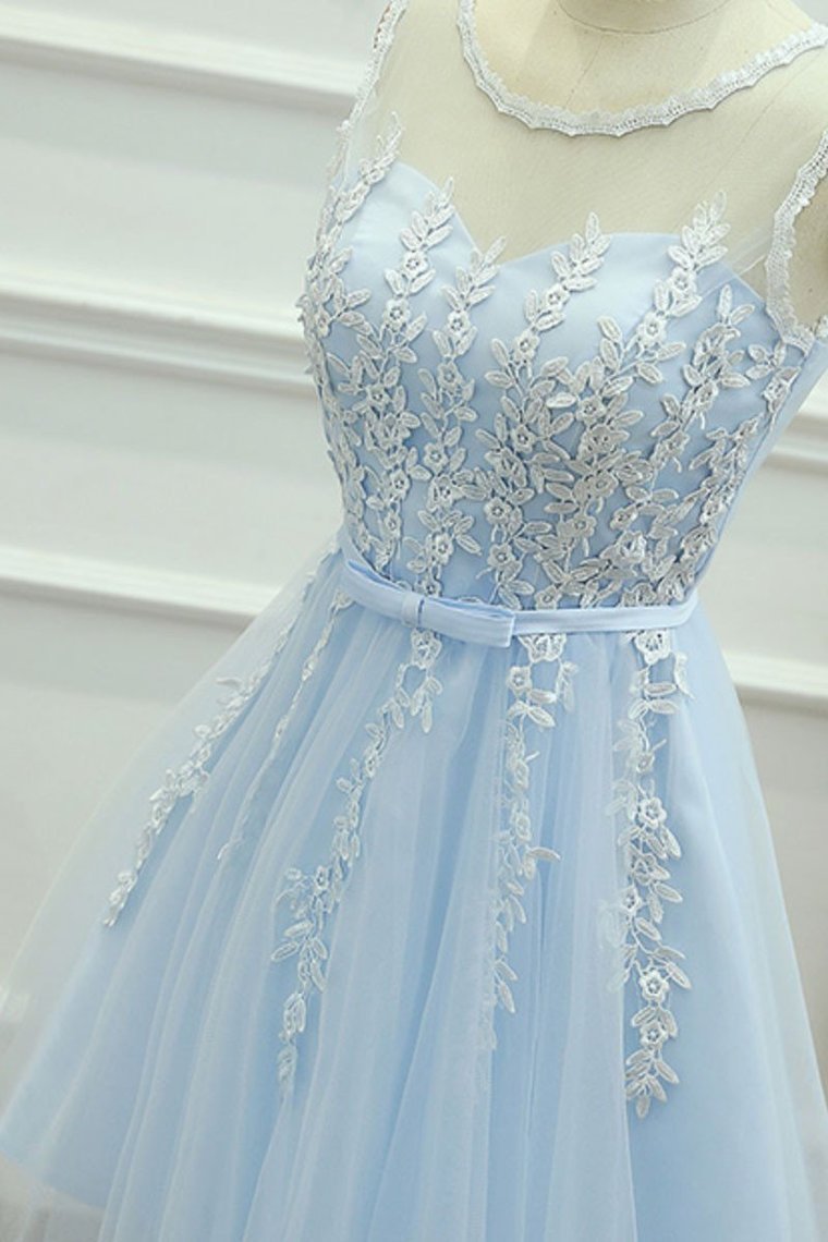 Homecoming Dresses Scoop Tulle With Applique And Sash A Line Rjerdress