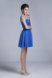 Homecoming Dresses Short/Mini Rulffled&Beaded Chiffon Dark Royal Blue Rjerdress