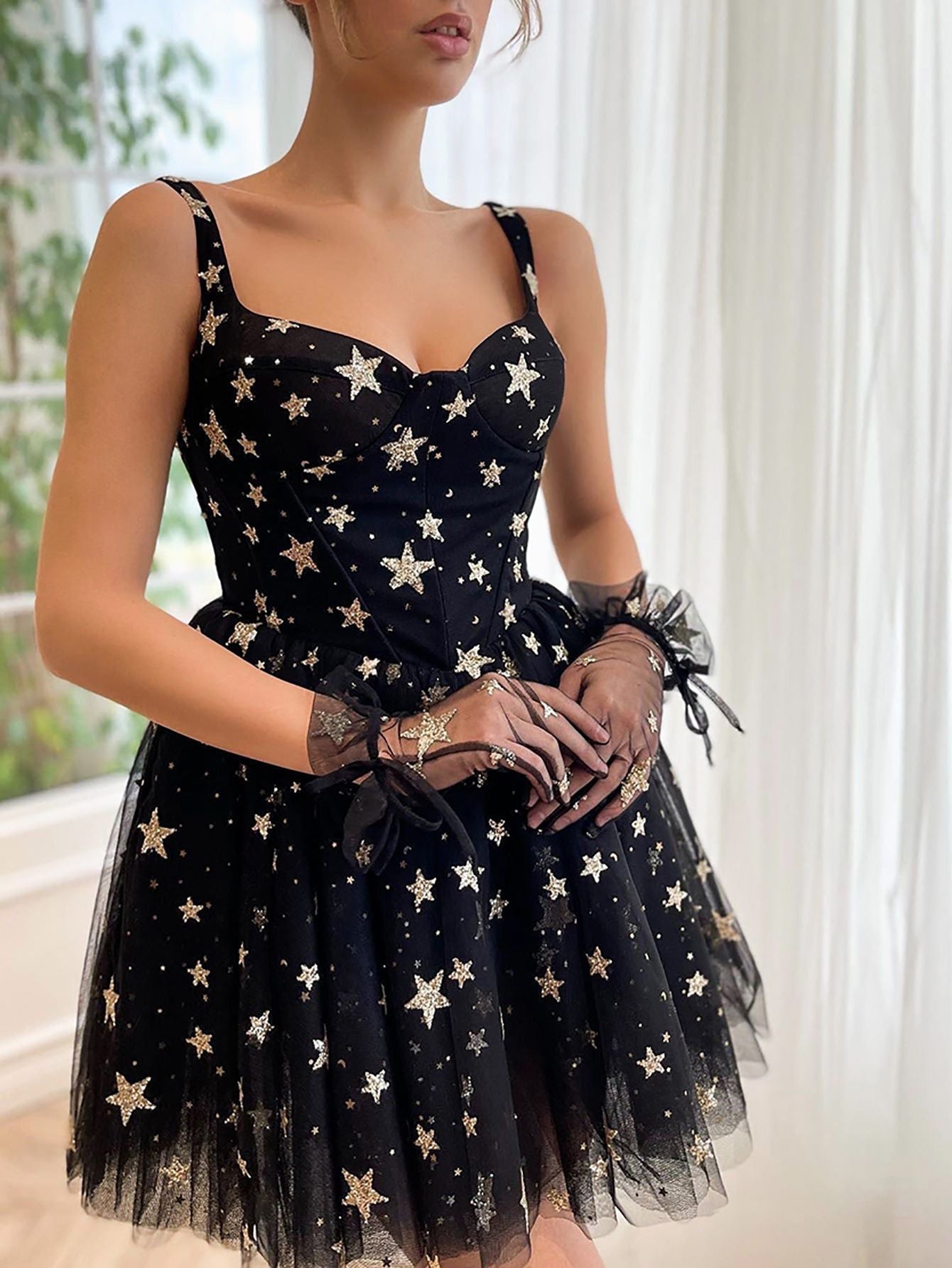 Homecoming Dresses Straps Tulle With Star Short/Mini Rjerdress