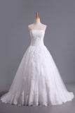 Hot Bridal Dresses A Line Strapless Tulle With Applique Court Train