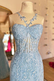 Hot Mermaid Halter Lace Prom Dresses With Appliques Rjerdress