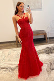 Hot Mermaid Halter Lace Prom Dresses With Appliques