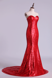 Hot Red Mermaid/Trumpet Party Dresses Sweetheart Sequined Bodice Rjerdress