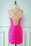 Hot Sale Sheath Spaghetti Straps Purple Above Knee Homecoming Dress With Beaded Rjerdress