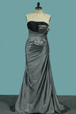 Hot Sale Strapless Taffeta Party Dresses Mermaid Sweep/Brush Classic Style Rjerdress