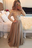 Hot Selling A-Line Cowl Floor Length Gold with Long Sleeves Prom Dresses rjs710 Rjerdress