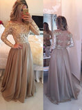 Hot Selling A-Line Cowl Floor Length Gold with Long Sleeves Prom Dresses rjs710 Rjerdress