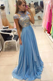 Hot Selling Beading Bodice A-Line Short Sleeves Empire Waist Long Prom Dresses RJS157 Rjerdress