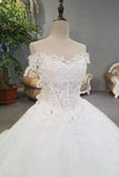 Hot Selling Bridal Dresses Lace Up With Appliques And Sequins And Bow Knot Off The Shoulder Rjerdress
