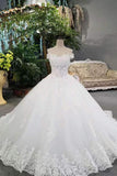 Hot Selling Bridal Dresses Lace Up With Appliques And Sequins And Bow Knot Off The Shoulder