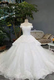 Hot Selling Bridal Dresses Tulle Lace Up With Appliques And Rhinestones Ball Gown