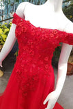 Hot Selling Cheap Red Princess Dresses A-Line Zipper Up Off The Shoulder With Appliques Rjerdress