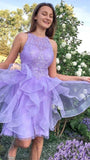 Hot Selling Lavender Cocktail Dresses Scoop Neck Short Sleeveless A Line Homecoming Dresses