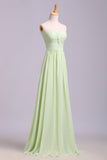 Hot Selling Prom Dresses A Line Floor Length Sweetheart Chiffon Belt Color Sage Discount Price Fast Delivery Rjerdress