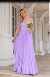 Hot Selling Purple One Shoulder Prom Dresses Zipper Up With Bead