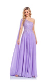 Hot Selling Purple One Shoulder Prom Dresses Zipper Up With Bead Rjerdress