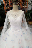 Hot Selling Scoop Neck Bridal Dresses Lace Up With Appliques And Handmade Flowers