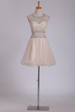 Hot Selling Sweet 16 Dresses Scoop A-Line Beaded Bodice Tulle Short/Mini Rjerdress