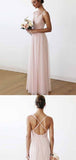 Impressive Pink Spaghetti Straps Sleeveless V Neck Bridesmaid Dress Rjerdress