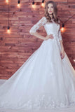 Lace Appliques Half Sleeve Romantic White Ball Gown Tulle Lace up Wedding Dress Rjerdress