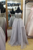 Lace Appliques Sweetheart Backless Ruffles Tulle Prom Dresses Evening Dresses uk RJS414