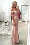 Lace Elastic Satin Off-the-shoulder Mermaid Sweetheart Floor-length Ruffles Prom Dresses RJS633 Rjerdress