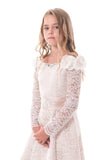 Lace Flower Girl Dresses A Line Boat Neck Long Sleeves With Beads Rjerdress