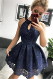 Lace Homecoming Dress Simple Sleeveless Short Cocktail Dresses Rjerdress