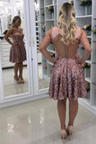 Lace Homecoming Dresses A Line Knee Length With Pearls Rjerdress