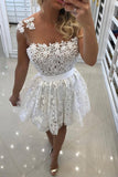 Lace Homecoming Dresses A Line Scoop With Applique And Pearls Rjerdress