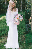 Lace Long Sleeve Beach Backless Outdoor Garden Handmade Women's Wedding Dress RrRRRJS56