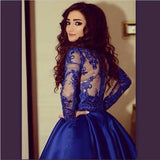 Lace Royal Blue Long Sleeves Homecoming Dress Short Prom Dresses Rjerdress