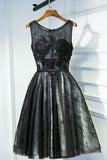 Lace Scoop With Applique And Sash A Line Homecoming Dresses Rjerdress
