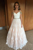 Lace Sweetheart Backless Ruffles Pink and Ivory Prom Dresses Evening Dresses RJS414 Rjerdress