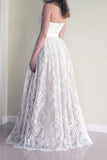 Lace Wedding Dresses Sweetheart With Sash Floor Length Covered Button Rjerdress