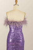 Lady Bodycon Sequin Feather Strapless Short/Mini Homecoming Dress Rjerdress