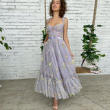 Lavender A Line Straps Homecoming Dress for Teens with Appliques Appliqued Cocktail Dress Rjerdress
