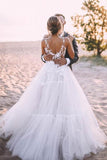 Layered Tulle Skirt Unlined Wedding Ball Gown With Deep V Neck Wedding Dresses Rjerdress