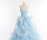 Light Blue Organza Sweetheart Applique A Line Prom Dresses Quinceanera Dresses Rjerdress