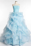 Light Blue Organza Sweetheart Applique A Line Prom Dresses Quinceanera Dresses Rjerdress