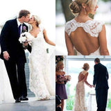 Long A-Line Open Back Sleeveless Lace Backless Wedding Dress Rjerdress