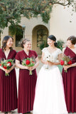 Long Floor Length Burgundy Bridesmaid Dresses Simple Wedding Apparel