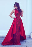 Long New Style Red Scoop Sleeveless Mermaid Satin Beads Prom Dresses UK RJS388 Rjerdress