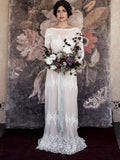 Long Sleeve Ivory Sheath Gowns Backless Lace Applique Country Wedding Dresses Rjerdress