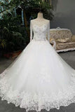Long Sleeves Bridal Dresses Scoop Neck Neck With Appliques Lace Up Back
